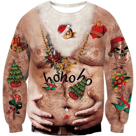 HoHoHo Unisex Christmas for Men Women Pullover Sweater Crewneck Long Sleeve Top